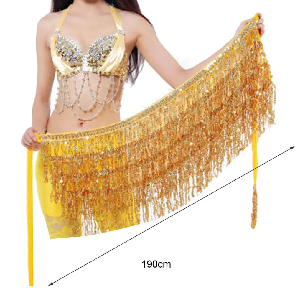 Belly Skirt Sequins Decor Eye-catching Viscose Belly Dance Hip Scarf for Dance
