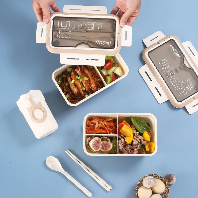 1100ML Baby Lunch Box Children's Student Sealed Cabinet Fruit Salad Box Microwave Heated Bento Storage Snack