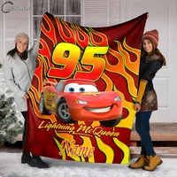 Custom Name Personalized Blanket Cars Lightning Mcqueen Fluffy Soft Flannel Sofa Adult Blanket Office Lunch Break Blanket Gift 1