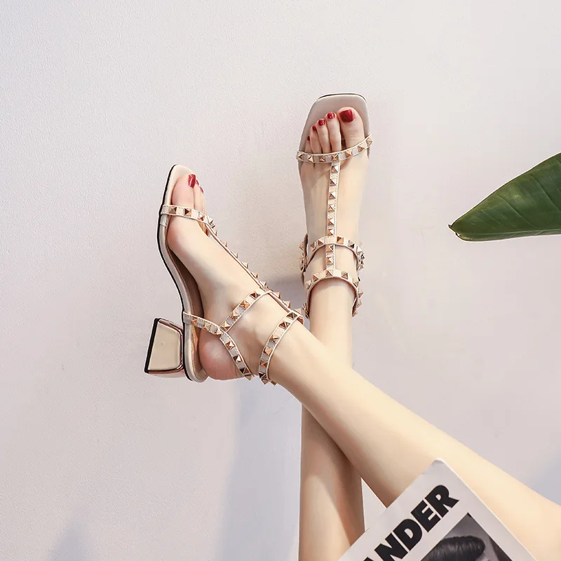 

Женские туфли, Новинка лета 2022, модные босоножки на толстом каблуке, женские туфли на высоком квадратном каблуке