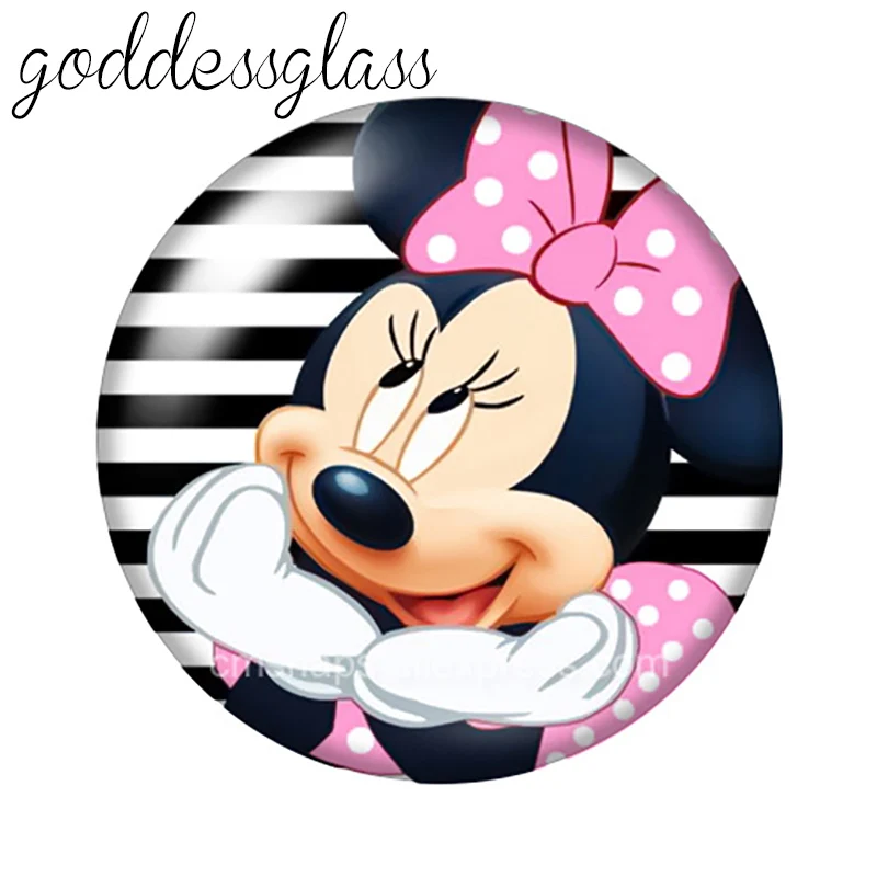 Fashion Jewelry Leather Bracelet Silicone Bracelet Fashion Bracelet Stainless Steel Bracelet Disney cute Minnie Mouse Girls Gift 10pcs 12mm/18mm/20mm/25mm Round photo glass cabochon flat back Making findings for bracelets