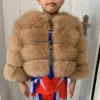 Children's fur jacket real fox fur childs fur jacket suitable for girls and boys aged 1-13 years old Kids fur jacket universal 1