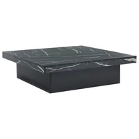 Table basse carrée noire moderne 90 × 90 × 25 cm - Plateau de table coulissante et quatre tiroirs, charge maximale 30 kg, meubles de rangement élégants 4