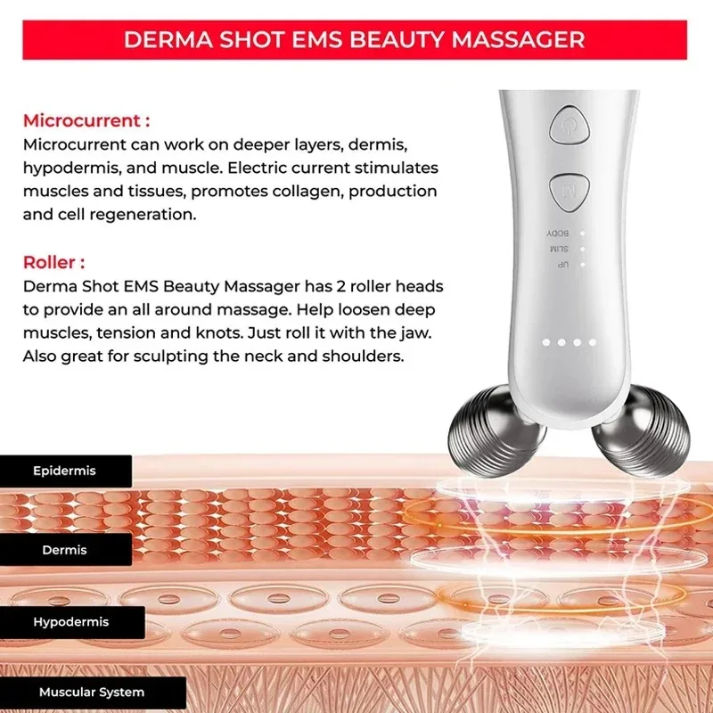 NEW EMS Face Lifting Machine Facial Massager Microcurrent Roller Skin Tightening Rejuvenation Double Chin Removal Beauty Device