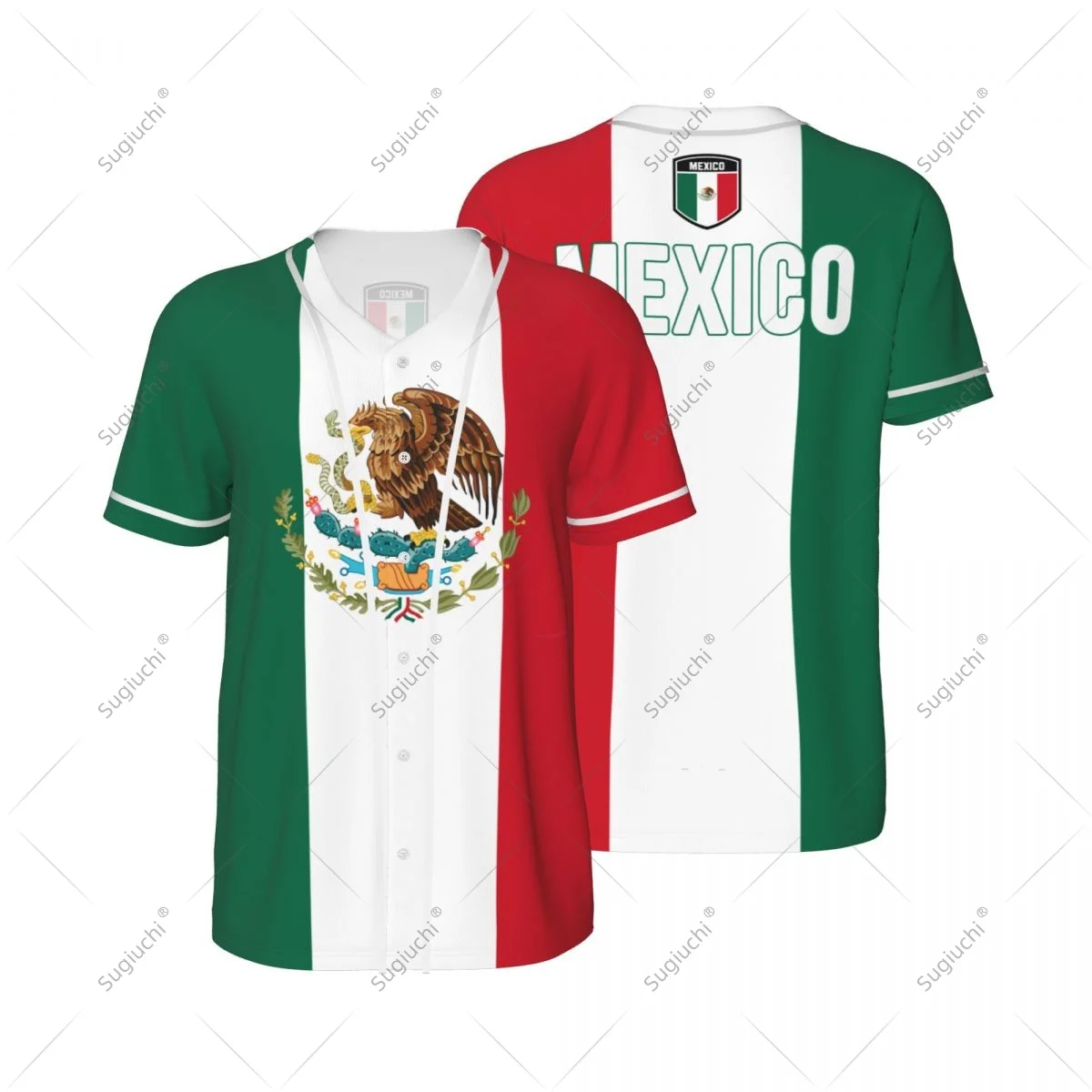 3D Printed Mexico Flag Men Baseball Jerseys Mesh Sports T-shirt Tees Name Nunber