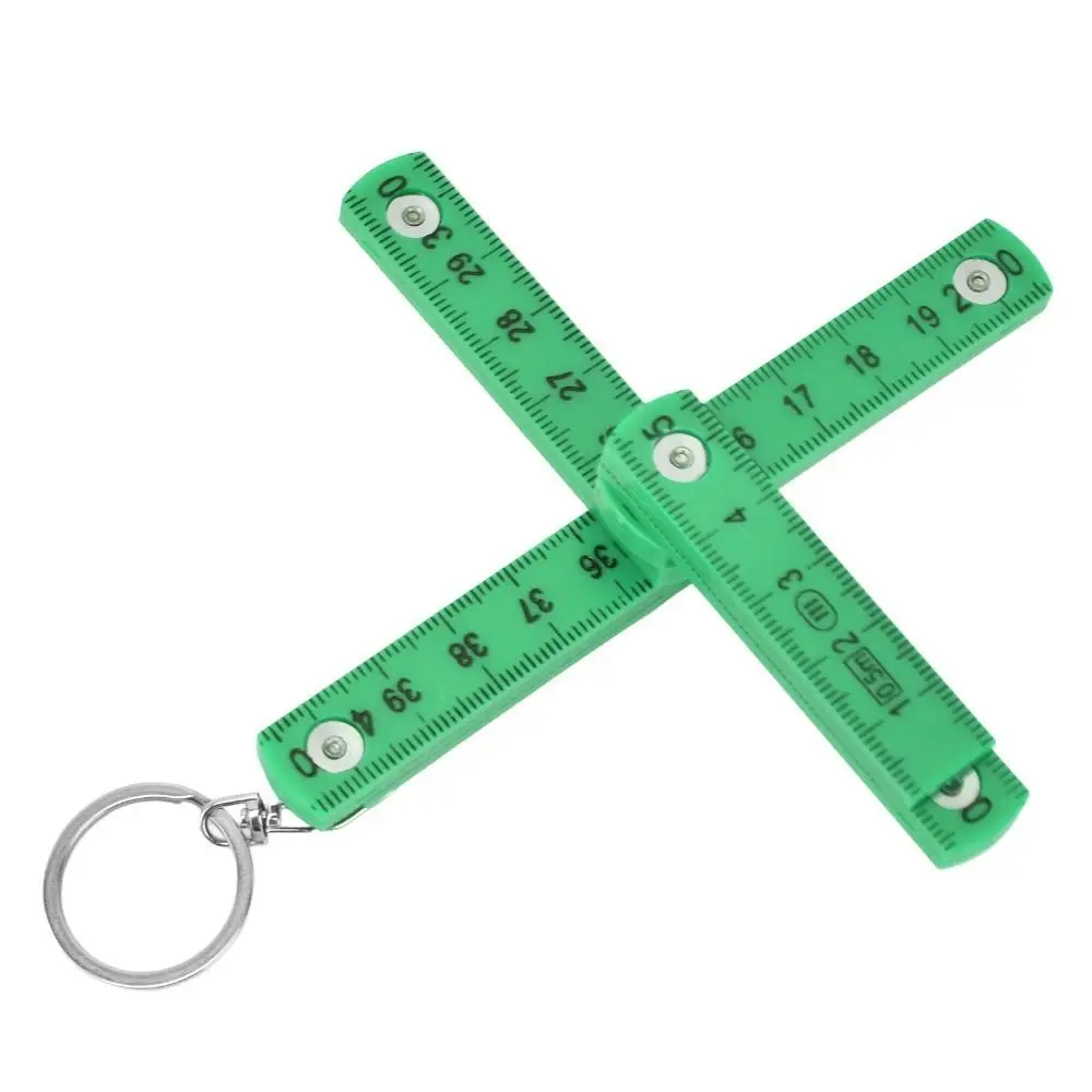 4PCS ABS 접이식 자 양면 흰색/빨간색/녹색 인치 미터 측정 도구 미니 휴대용 접이식 자 목공 작업