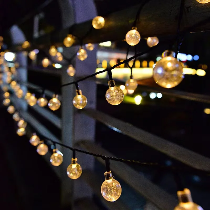 Enchanting Crystal Ball Fairy String Lights – Battery Powered with 8 Modes