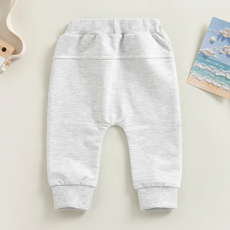 Toddler Boys Jogger Pants Comfortable Elastic Waistband Solid Trousers with Pockets for Everyday Wear in Fall