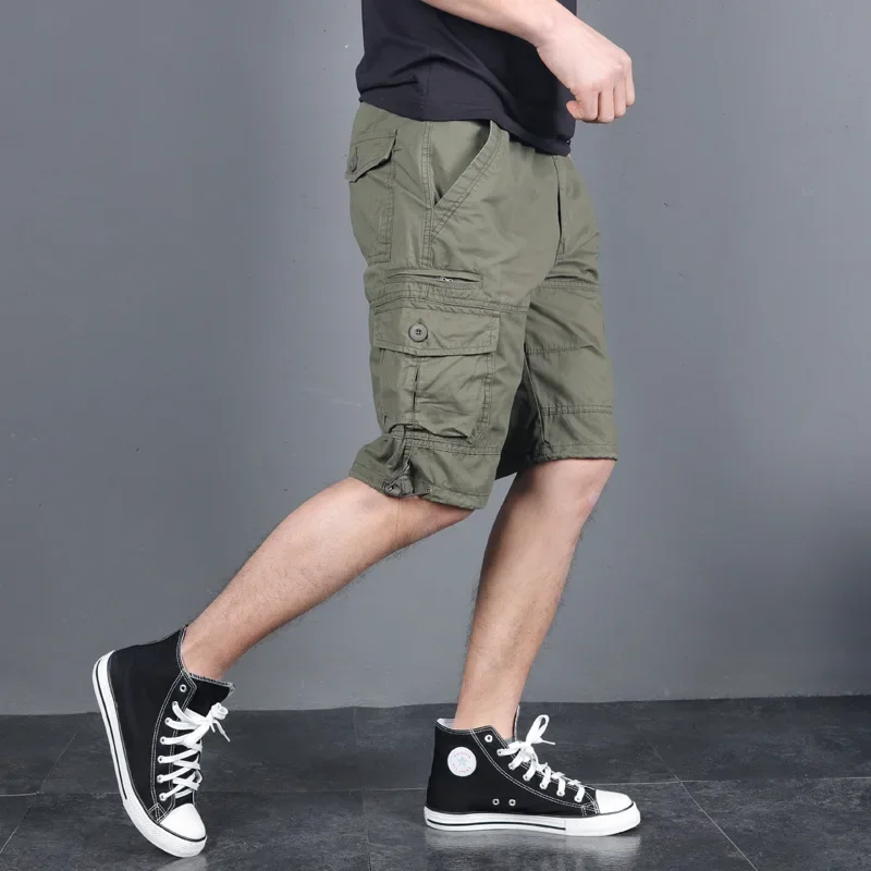 Summer 2023 Men's Military Cargo Shorts Tactical Joggers Shorts Men Loose Work Casual Cotton Shorts Man Clothing Plus Size 4XL