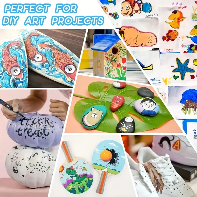 Pennarelli acrilici — Adatti per rocce, legno, tela, vetro e ceramica, ideali per graffiti per bambini e arte professionale - immagine 3