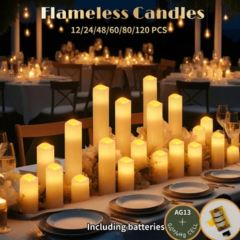 120-12Pcs Flameless Candles Battery Operated Candles Wedding Decor Led Candles Flickering Tea Lights Candle Candlelight Concert 1