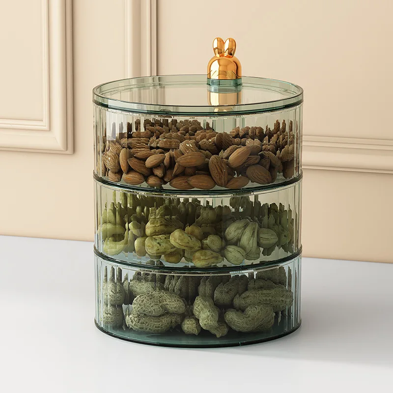 Household living room candy box, high-end light luxury, transparent dried fruit plate, nut snack storage box 3