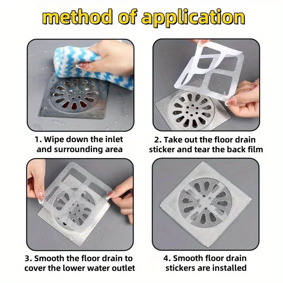 Disposable Hair Drain Catcher Floor Drains Sticker Mesh Anti Blocking Filter Shower Cover Kitchen Bathroom Sink Strainer Stoppe