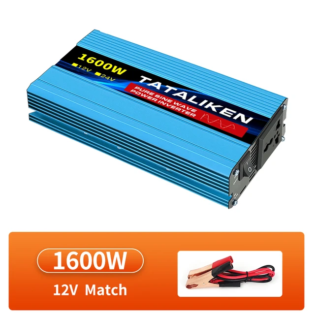 pure sine wave inverter 12V to 220V 1600W DC to AC voltage converter 12 220 mini-car power supply 