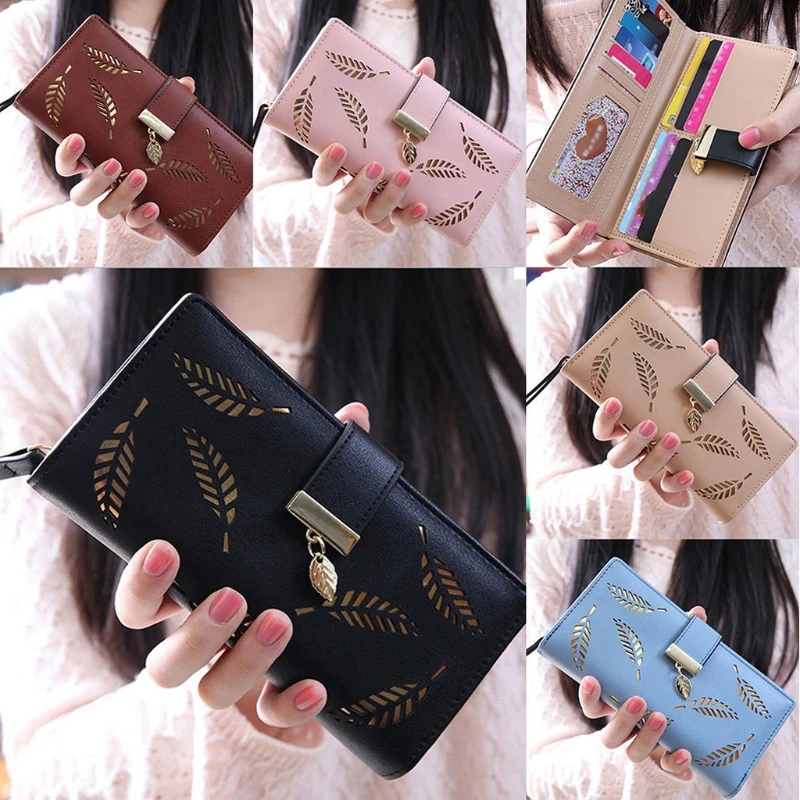 2024 New Fashion Women Bifold Wallet Leather Clutch Card Holder Purse Lady Long Handbag