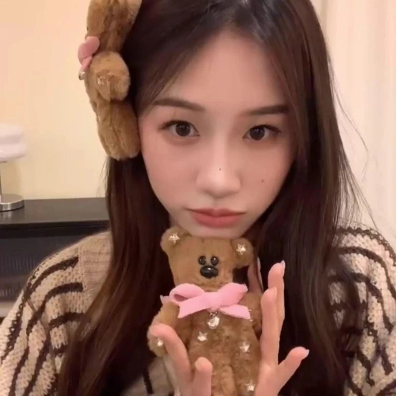 Cute Bow - Tie Bear Plush Hairpin Soft Bear Hairpin for Girl Decoration Creative Design Bear Hairpin Used for Daily Life