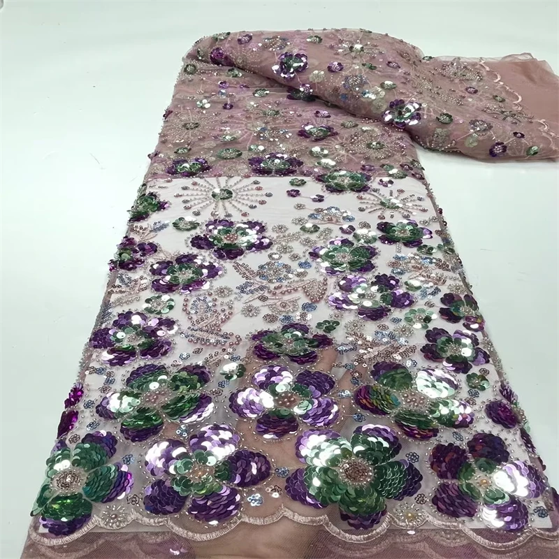 

Familiar Familiar African Sequins Lace Fabric 2022 High Quality Lace French Nigerian Embroidered Tulle Lace Fabrics WomenJY22956