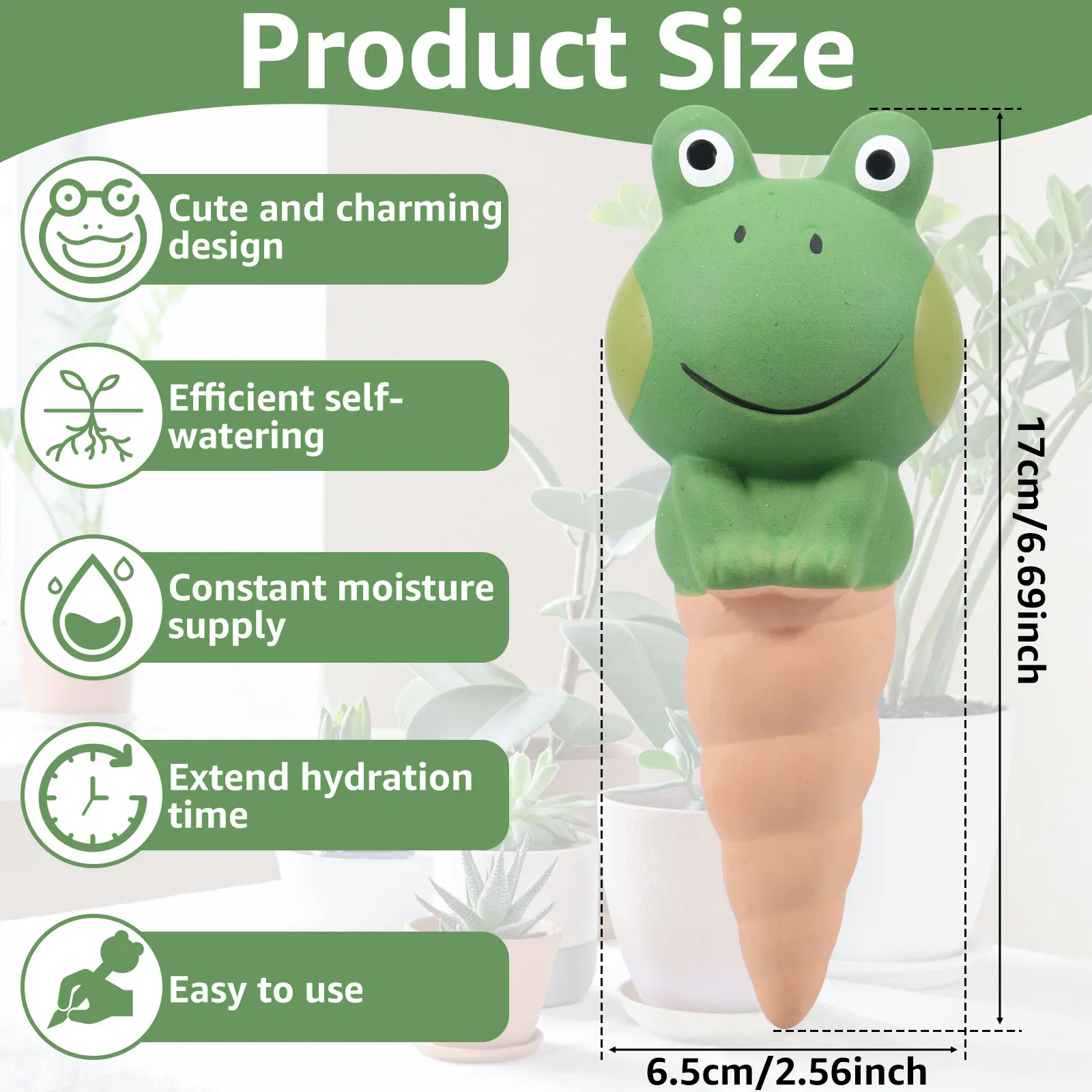 4 Packs Frog Shaped Self Watering Spikes Plant Watering Devices Efficient Automatic Irrigation Spikes Lazy Self Stakes