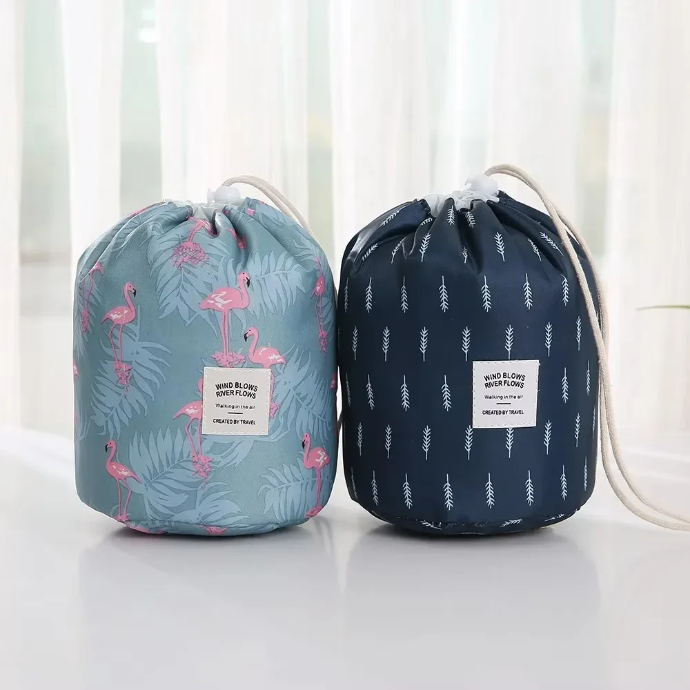 2023 New High-capacity Barrel Cosmetic Bag Waterproof Cylindrical Drawstring Makeup Bags Women Travel Toiletry Bag Dropshipping