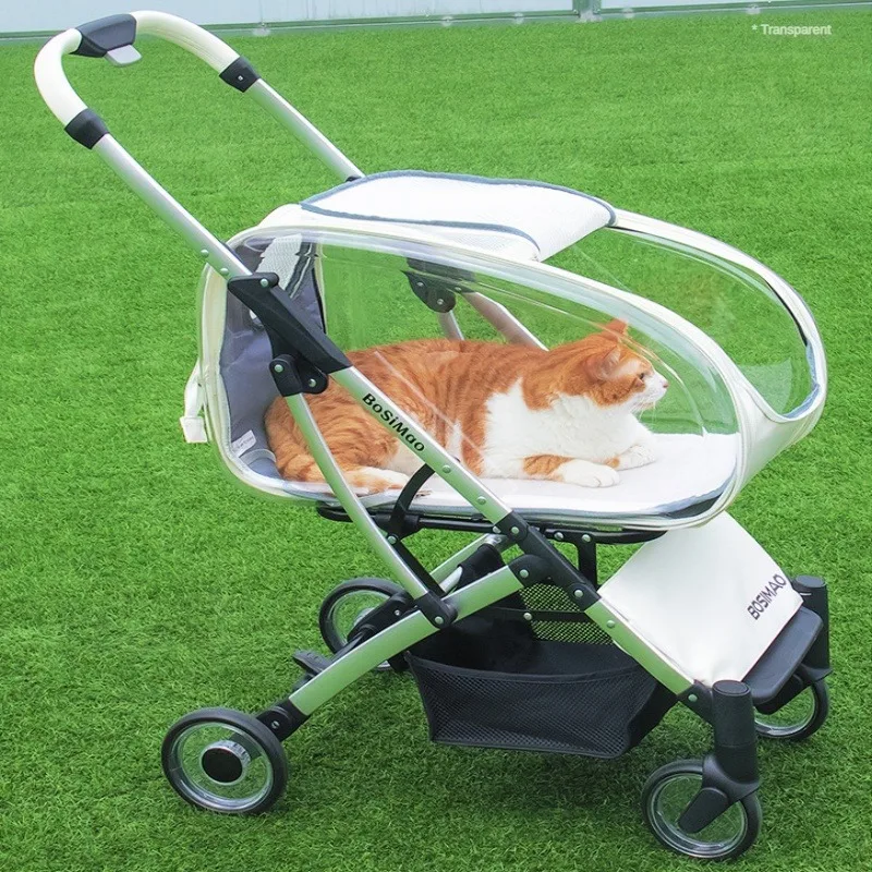 Transparent Pet Handcart for Commuting Small and Medium-sized Dog Drawn Carts Are Lightweight Breathable and Detachable