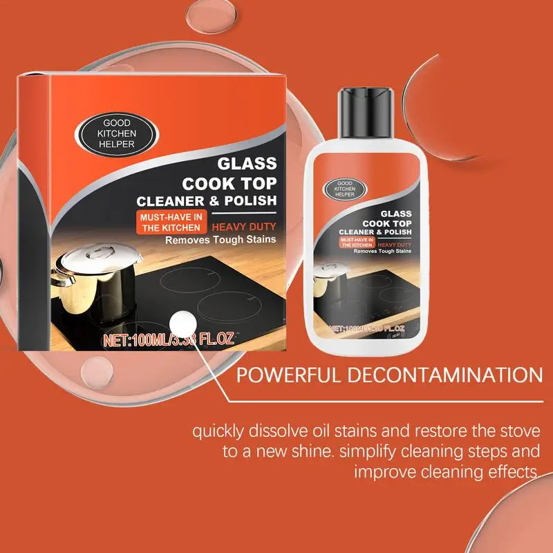 Cook Top Cleaning Kits Non-Scratch Cleaning Kit Glass Cooktop Cleaner Non-Abrasive Ceramic Kitchen Degreaser Stove Polish For