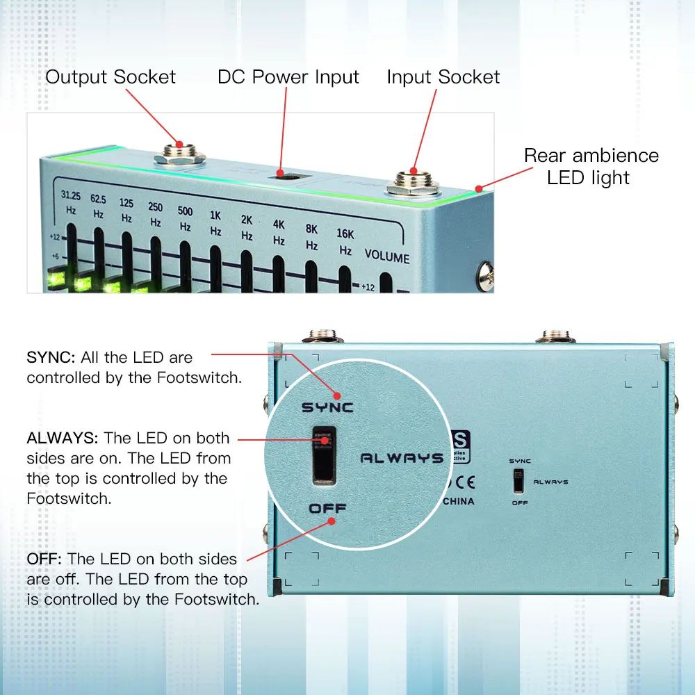 R-12 BAND CONTROLLER 10 Band EQ Guitar Pedal Support ±12dB Boost Ranges from 31.