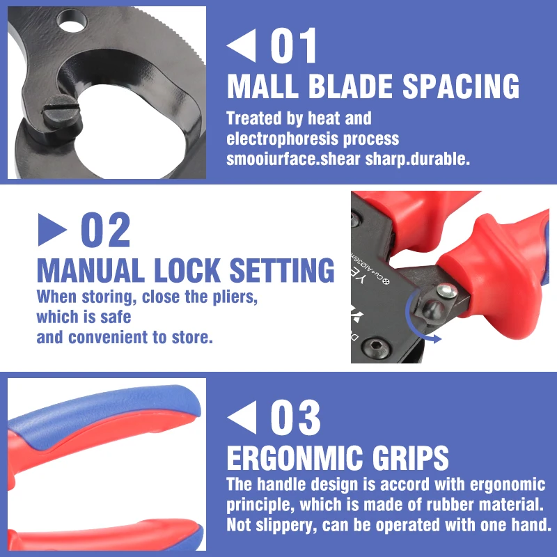 Ratcheting Cable Cutters Wire Pliers YEC-36D Heavy Duty Wire Cutters For Multi-Strand Aluminum & Copper Cables up to 240mm&sup2;