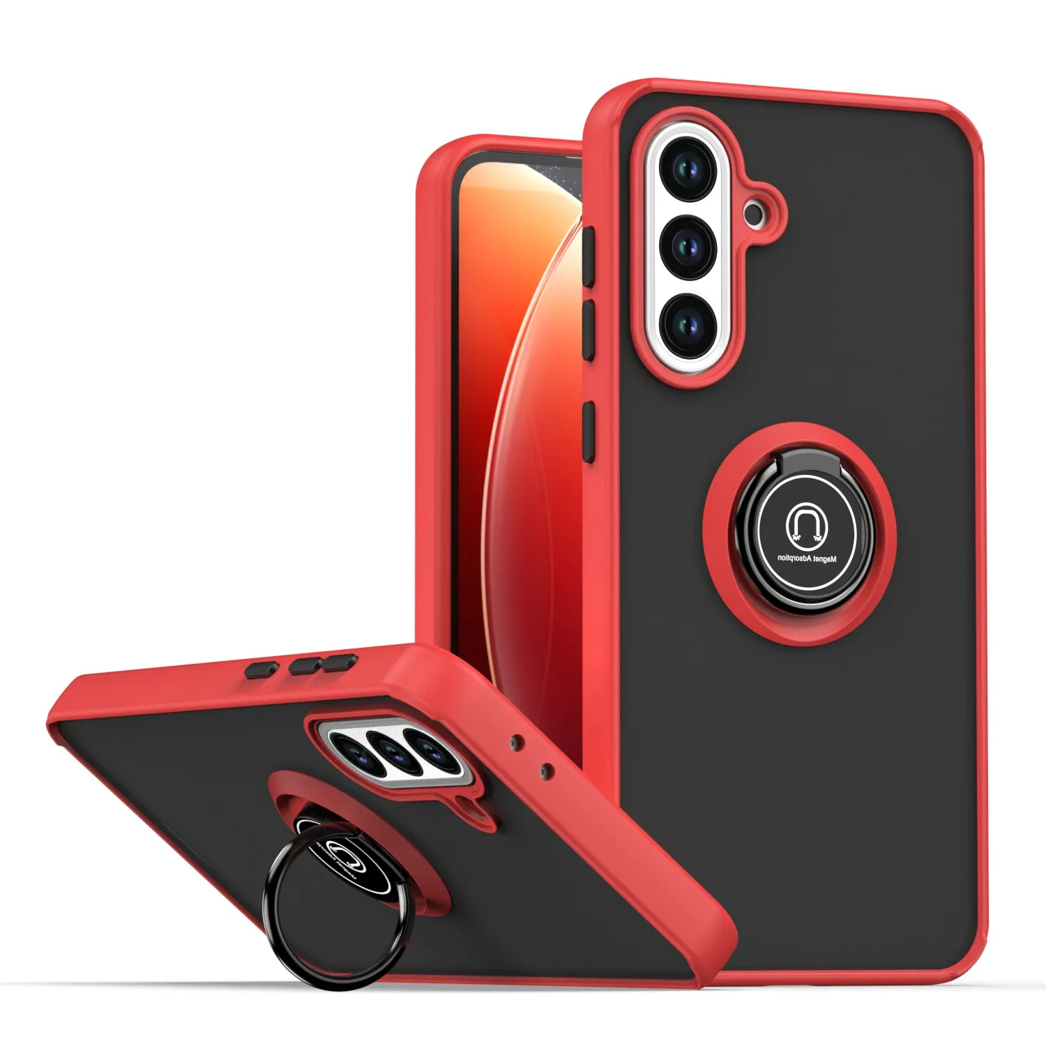 Enhanced Armor Matte Shockproof Case with Magnetic Ring Stand