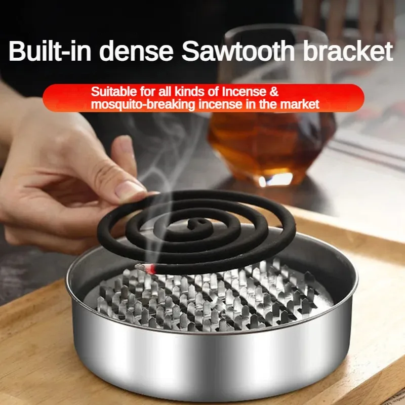 

Portable Stainless Steel Round Rack Plate Modern Spiral Cover Mosquito Coil Holder Tray Incense Insect Repellen Candle Holder