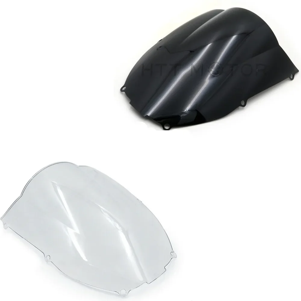 

BLACK DOUBLE BUBBLE TRANSPARENT WINDSCREEN SHIELD FOR 2000-2002 KAWASAKI ZX6R Motorcycle Parts 2001 00-02