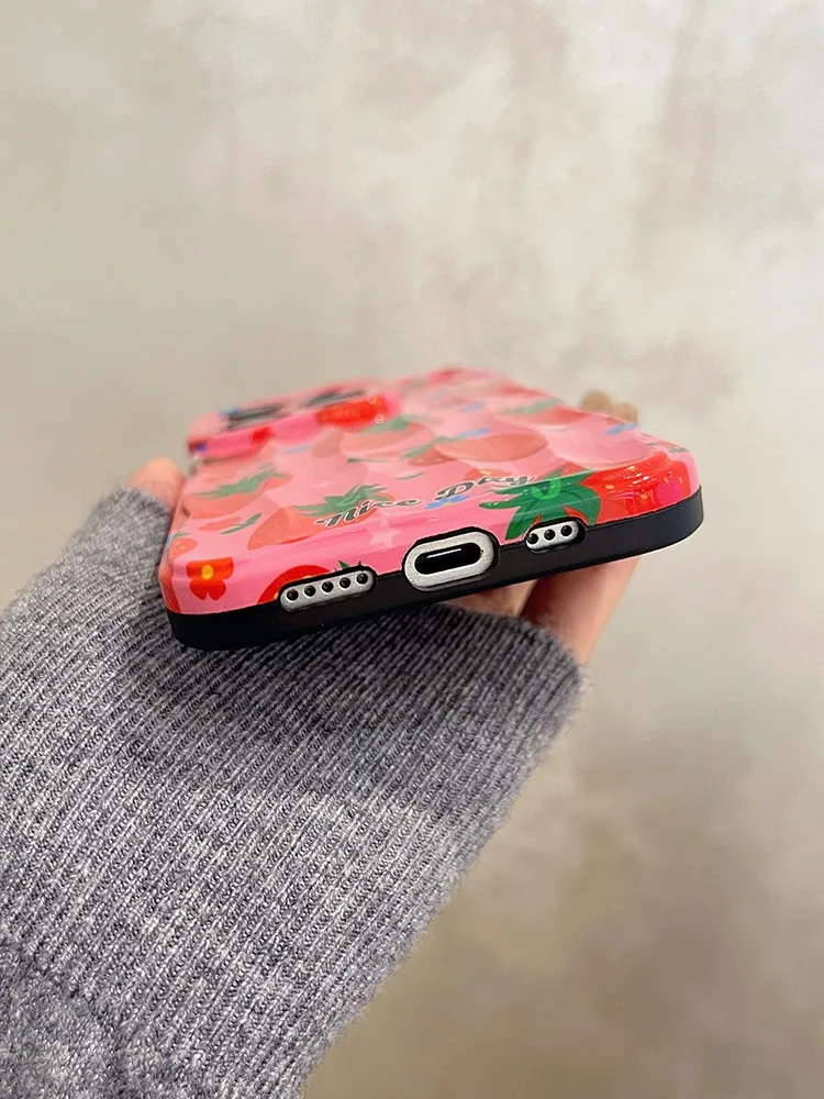 Rose Strawberry Glossy Case For iPhone
