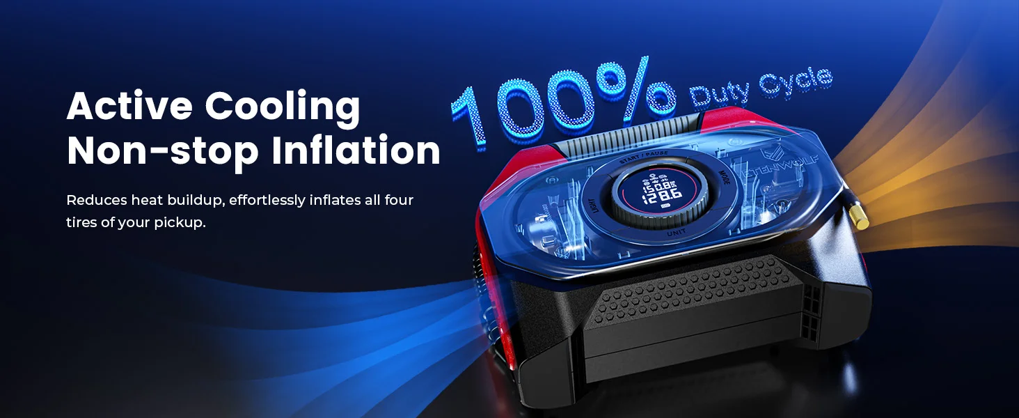 New ETENWOLF S6SE Portable Air Compressor 100% Duty Cycle & Dual Cylinder 19200 mAh Car Tire Inflator Bicycle pump Air pump S83eefaca81b742fe818f4368f8c90945M