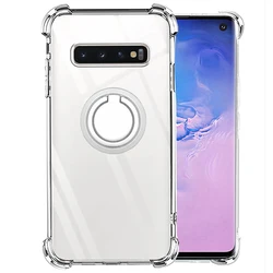 Clear Shockproof Case with Ring Holder and Reinforced Corners - Soft TPU Protection - S10 Lite 6.7inch (Clear Silver Ring)