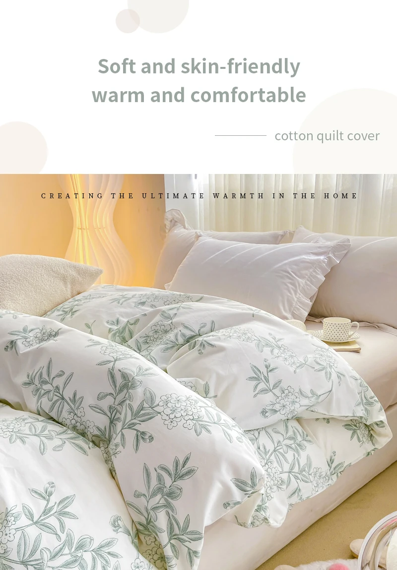 Description Picture 3 of itemFresh Small Flowers Quilt Cover without Pillowcase, 100% Cotton Duvet Cover, 200x200, No Bed Sheet,133x72 Fabric, 1 Pc