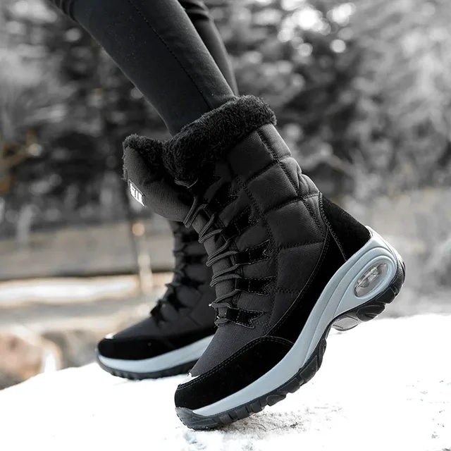 Winter Hiking Boots Shoes for Women Platform Fur Warm Snow Boots Waterproof Slip on Women Comfortable Outdoor Ankle Boots Winter 2