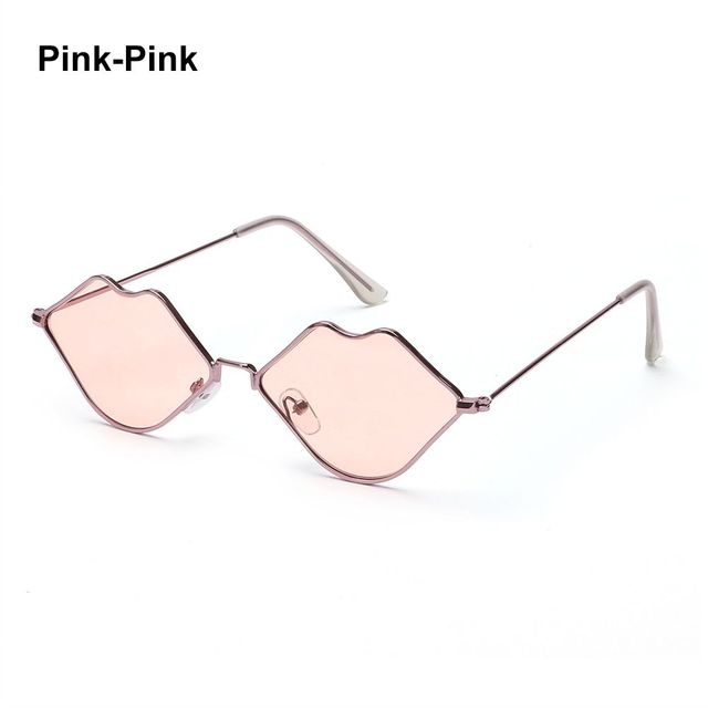 Sexy Hot Lips Shape Sunglasses Retro Small Frame Metal Sunglasses Fashion Ocean Lens Sunglasses for Men and Women