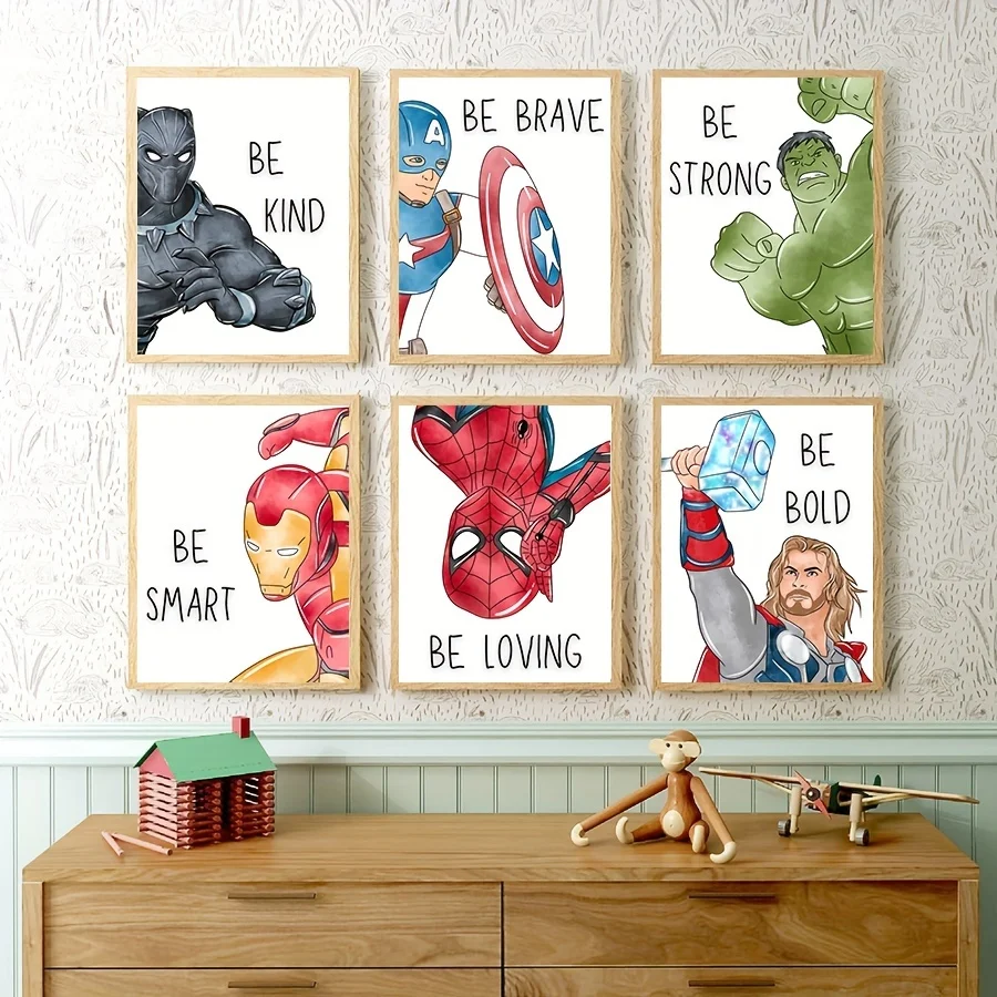 Avengers Wall Decal Set – 5 Superhero Stickers Featuring Spiderman & Black Panther