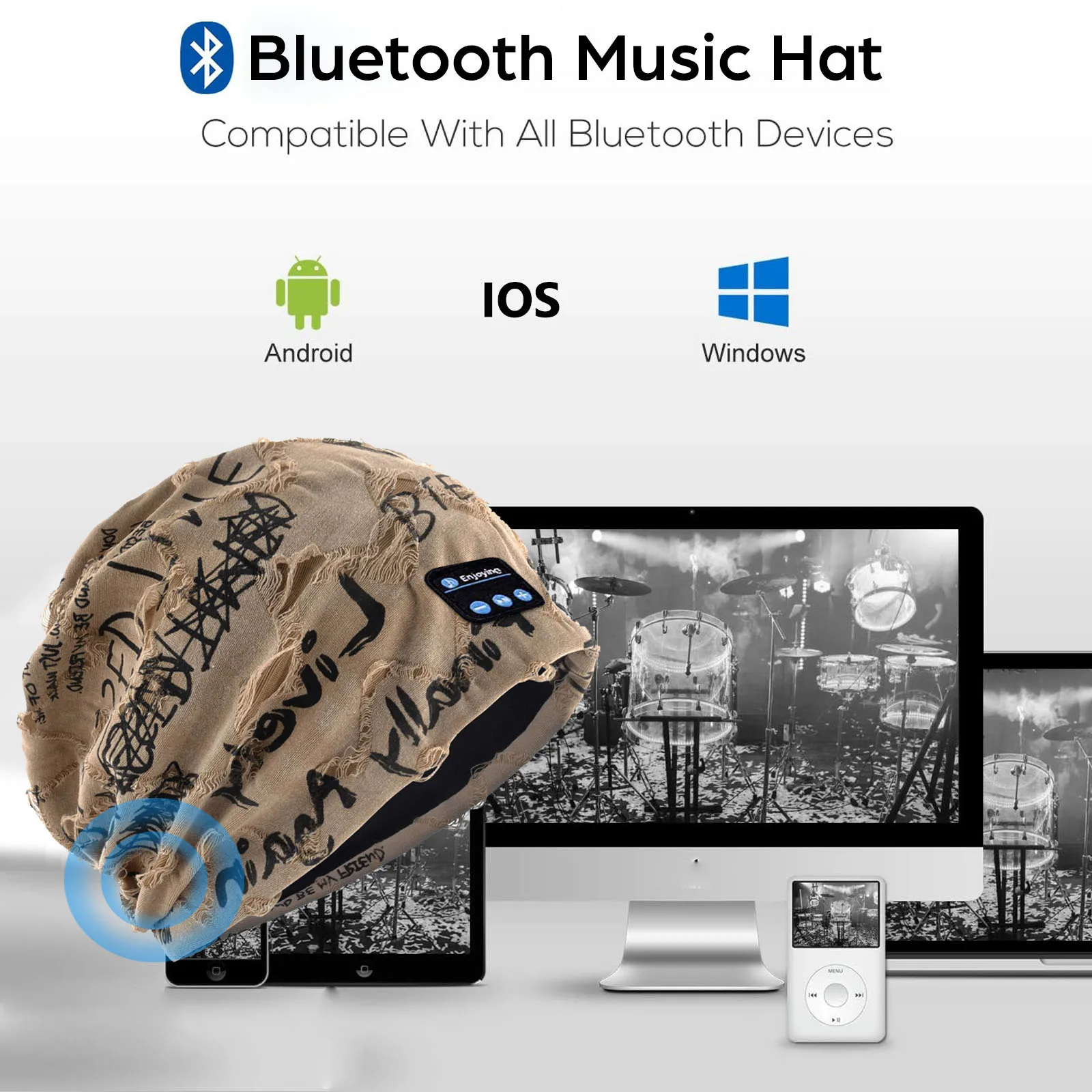 Wireles Bluetooth Headphones Outdoor Music Hat Headset Soft Comfortable Sports Sleeping Earphone Cap with Microphone Rechargeabl