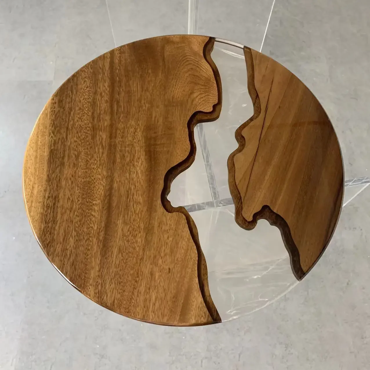 Round coffee table wood slab solid wood natural edge epoxy resin table top