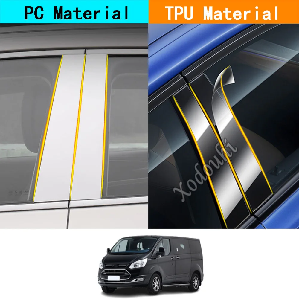 Car Tpu/Glossy Mirror Pillar Post Cover Per Ford Tourneo Custom/Taurus 2015-2022 Door Trim Window Molding Stickers Accessori