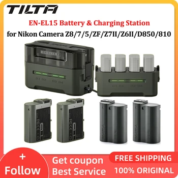 TILTA EN-EL15 Batteria 2400mAh Stazione di ricarica (4 canali) per Nikon Z8, Z7, Z6, Z5, ZF, Z7II, Z6II, D850, D810 Batteria per fotocamera