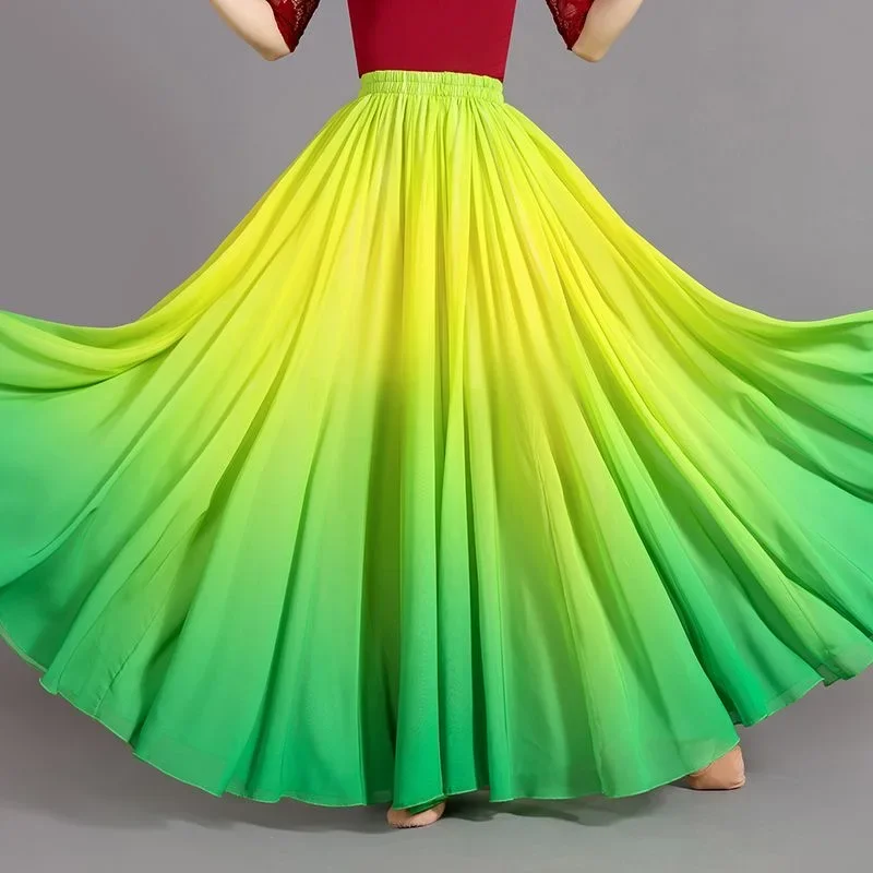 Women Flamenco Dresses Women Classical Dance Stage Performance Dancing Skirts 720 Degree Costumes Multicolour Gradient Flamenco Dance Performer Skirts