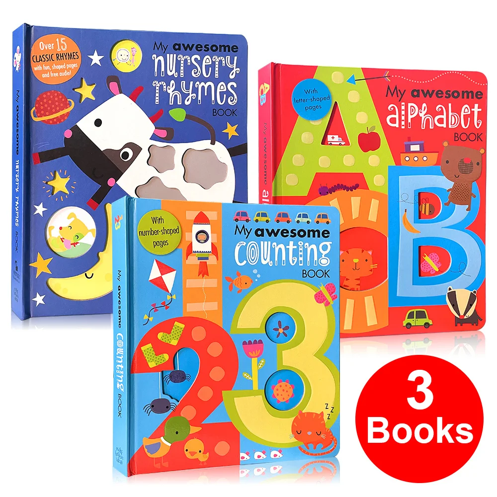 3 My Awesome Books Set Counting 120 Alphabet Nursery Rhymes Kids