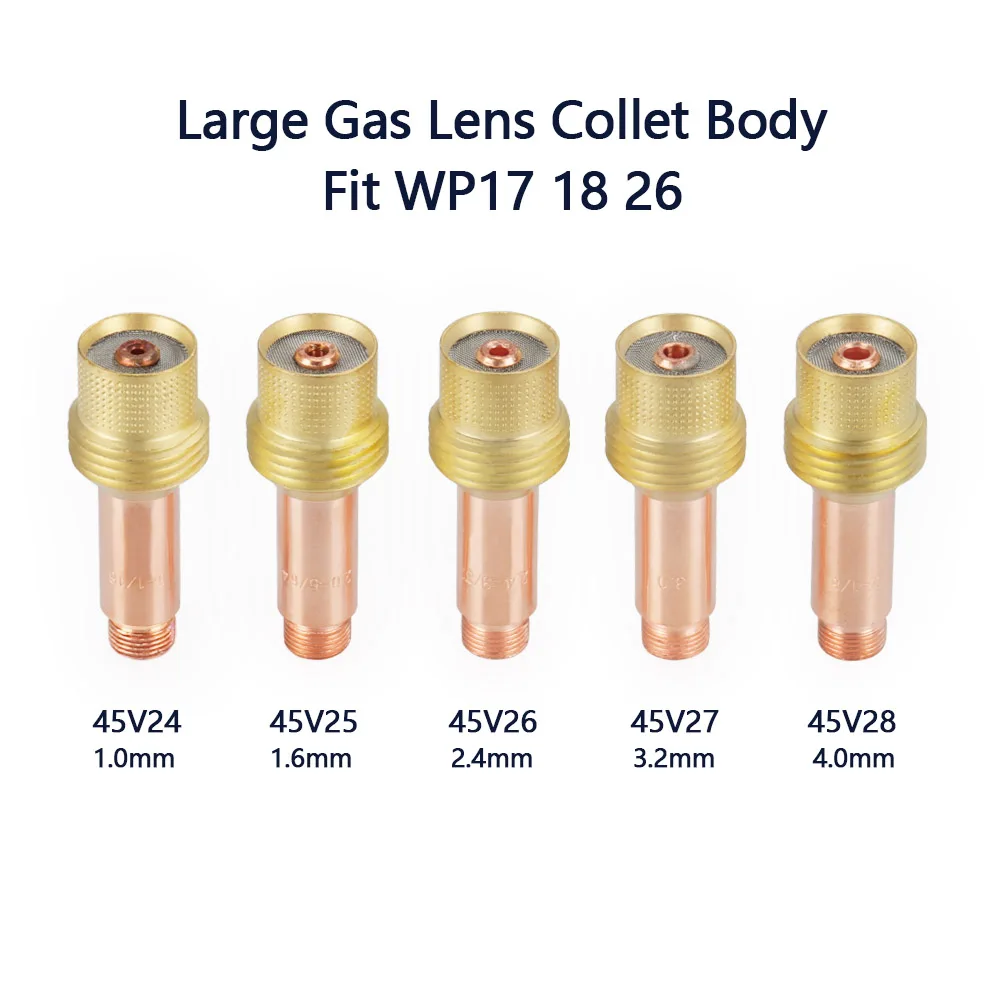 

5/10 шт. 1,0/1,6/2,4/3,2/4,0 мм корпус цанги газовой линзы TIG 45V24 45V25 45V26 45V27 45V28 для комплекта сварофонарь WP17/18/26
