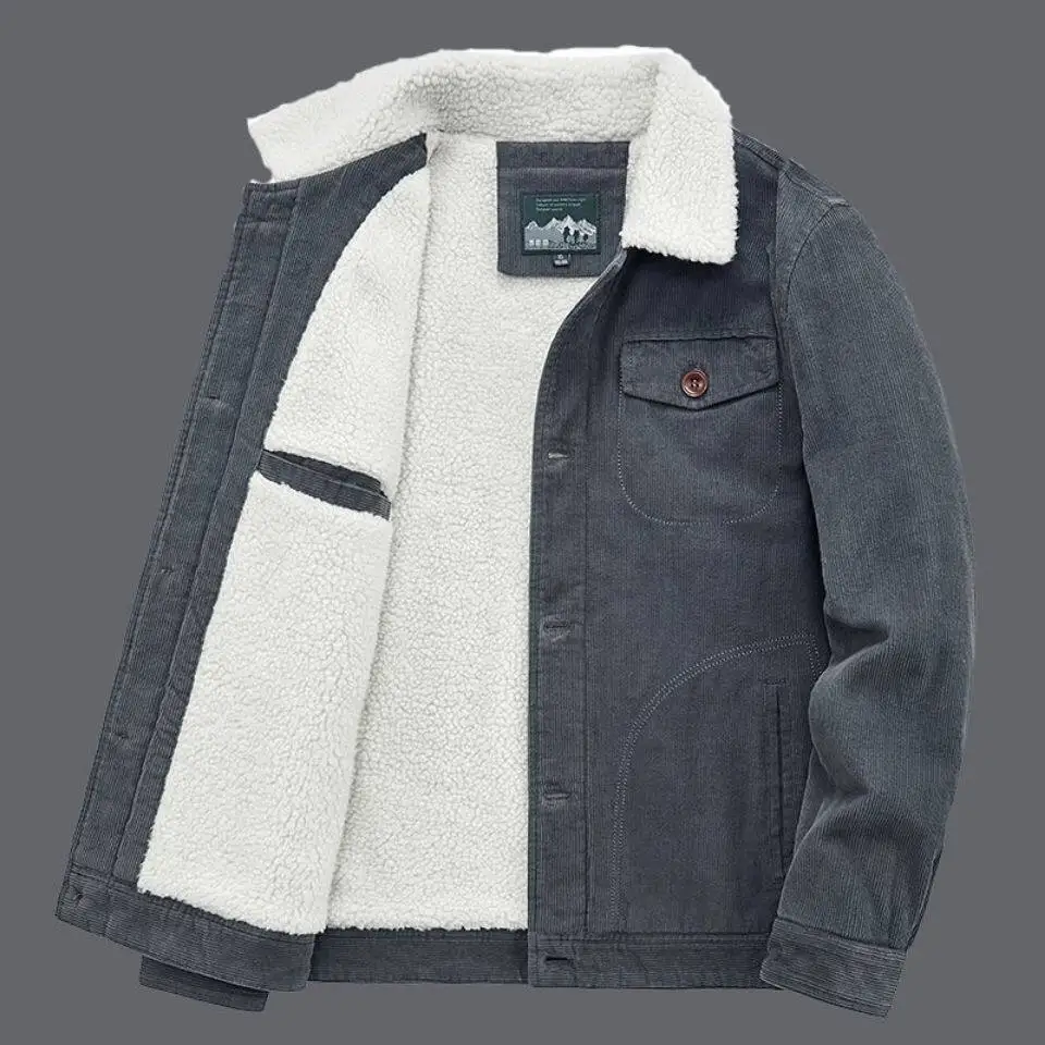 thumbnail image 1 of Chaquetas de algodón para hombre, acolchadas, cálidas, holgadas, parka, chaqueta corta de pana, cortavientos con cremallera sólida para hombre, cortavientos informal de invierno para hombre, 1 of 5