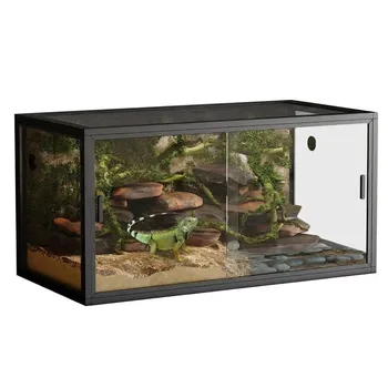 120 Gallon Reptile Terrarium, Bearded Dragon Tank 4ft x 2ft x 2ft, Reptile Enclosure with Sliding Glass Doors & Screen Ventilation Top for Lizard, Chameleon, Snake,Snake Enclosure with Easy Assembly 1