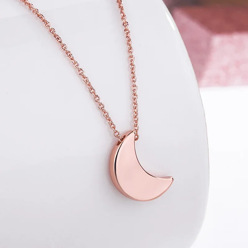 

Moon Necklace, Dainty And Delicate Choker, 14KC Rose Gold Solid Simple Crescent Moon Jewelry Women Gifts
