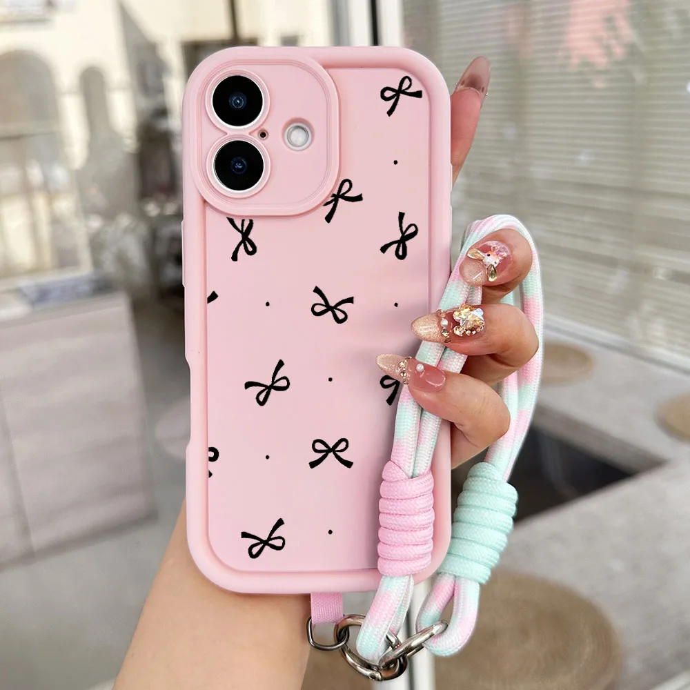 Funny Bowknot Wrist Chain Lanyard Phone Case