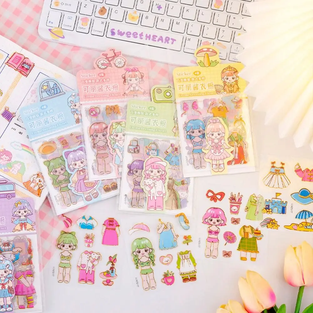 Scrapbooking Children Toys DIY Goo Card Srickers Girls Dress Up Sticker Princess's Wardrobe Sticker Lovely Little Girl Decals