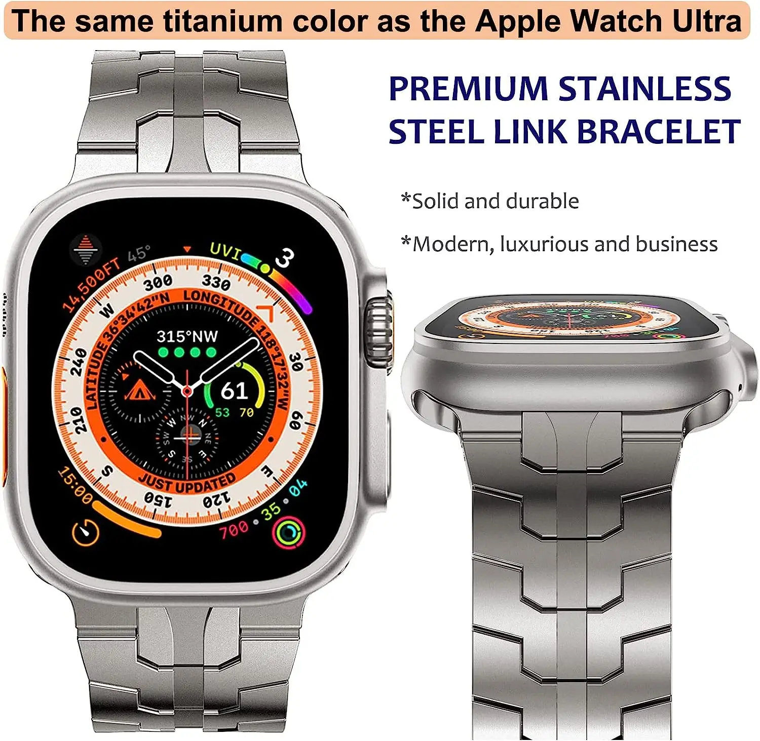 Stainless Steel Strap for Apple Watch Ultra 2 49mm 7 8 9 45mm 44mm Man Metal Link Bracelet iWatch Band 6 5 4 SE 3 42mm 41mm 40mm